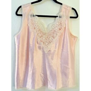 Vintage Escapades Womans Lace Trim Tank Size L Fairy Whimsical Coquette Romantic